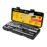 Juego de 22 herramientas std mixtas entrada 1/4" pretul